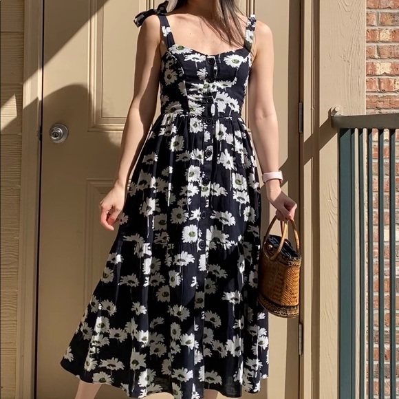 NWT UO Positano Tie-Shoulder Daisy Midi Dress - Picture 2 of 8
